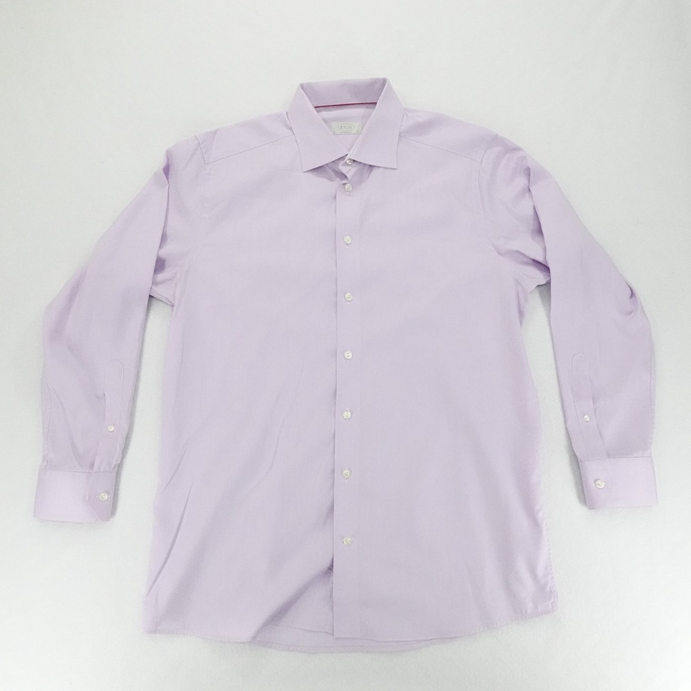 Eton Contemporary Shirt Mens 17 43 Purple Dress French Cuff Business Formal